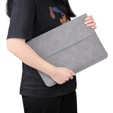Maxbell Laptop Sleeve Case with Stand Protective Cover Carrying Case PU Leather Bag Dark Gray