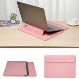 Maxbell Laptop Sleeve Case with Stand Protective Cover Carrying Case PU Leather Bag Pink