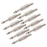 Maxbell 10 Pcs Mono Jack Adapter Connector Musical Instrument Parts for Cable Silver - Aladdin Shoppers