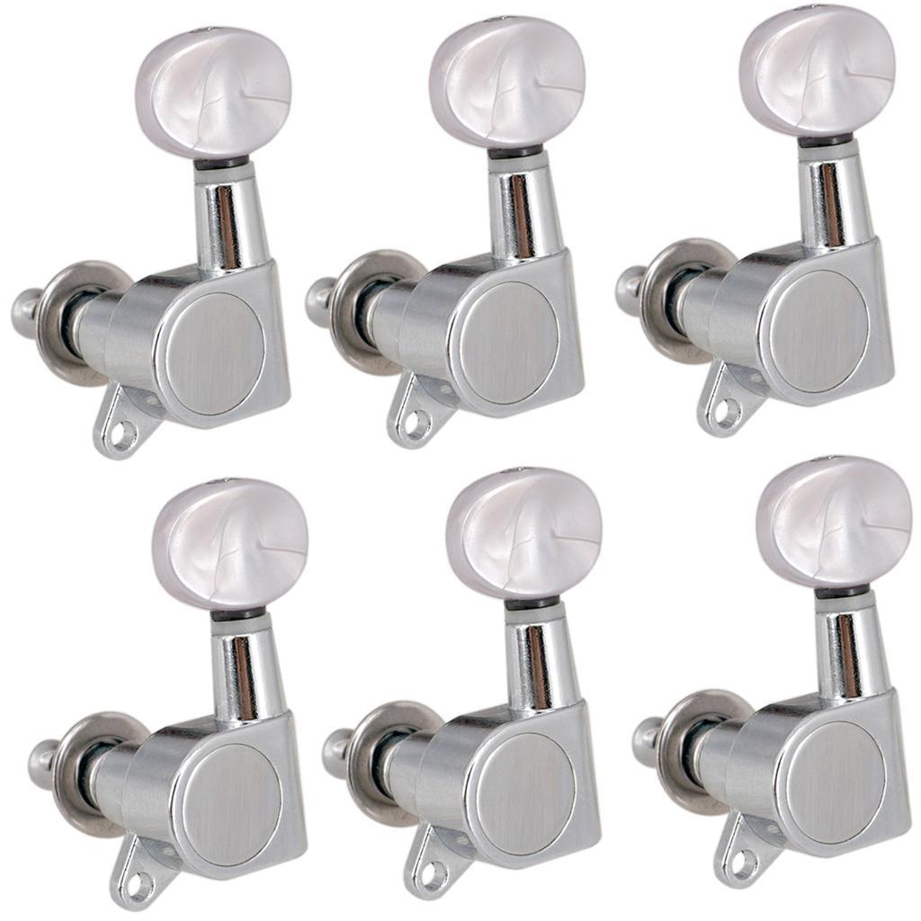 Maxbell Maxbell 6x Sealed Acoustic Electric Guitar Tuning Pegs Machine Heads Button Silver