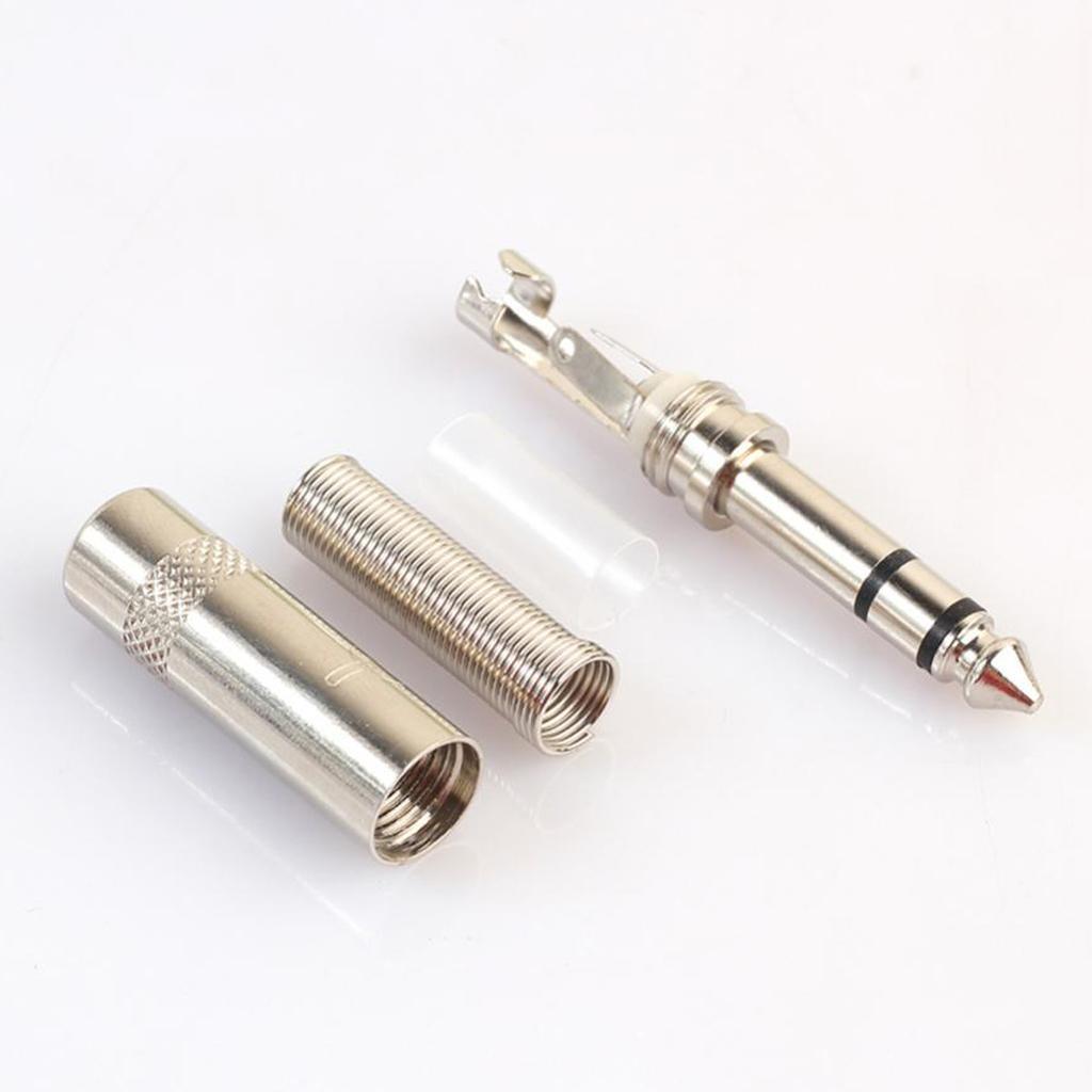 Maxbell Maxbell 10 Pieces 6.35mm TRS Stereo Audio Adapters Microphone XLR Cable Connectors Silver