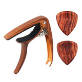 Maxbell Acoustic Folk Classical Guitar Capo Tuning Clamp and Picks Rosewood
