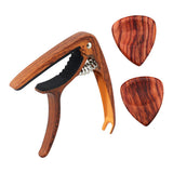 Maxbell Acoustic Folk Classical Guitar Capo Tuning Clamp and Picks Rosewood