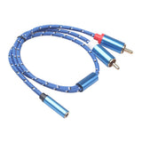 Maxbell 3.5mm Stereo Audio Female Connector to 2 RCA Male Connectors Blue 3610F-04