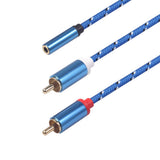 Maxbell 3.5mm Stereo Audio Female Connector to 2 RCA Male Connectors Blue 3610F-04