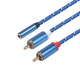 Maxbell 3.5mm Stereo Audio Female Connector to 2 RCA Male Connectors Blue 3610F-04
