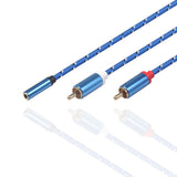 Maxbell 3.5mm Stereo Audio Female Connector to 2 RCA Male Connectors Blue 3610F-04