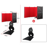 2xMetal Mic Isolation Shield for Microphone Recording Equipment Five Panels