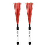 Maxbell Drumsticks Comfortable Grips Drum Brush Sticks for Jazz Acoustic Performance Red white