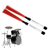 Maxbell Drumsticks Comfortable Grips Drum Brush Sticks for Jazz Acoustic Performance Red white