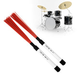 Maxbell Drumsticks Comfortable Grips Drum Brush Sticks for Jazz Acoustic Performance Red white