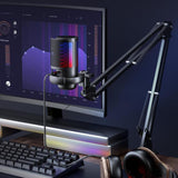 Maxbell USB Gaming Microphone for PC with Hanging Arm for Podcasting Chatting Recording Black