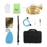 Maxbell Pocket Trumpet with Carrying Case Mouthpiece for Children Musical Gifts Band