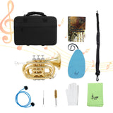 Maxbell Pocket Trumpet with Carrying Case Mouthpiece for Children Musical Gifts Band