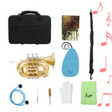 Maxbell Pocket Trumpet with Carrying Case Mouthpiece for Children Musical Gifts Band