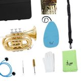 Maxbell Pocket Trumpet with Carrying Case Mouthpiece for Children Musical Gifts Band