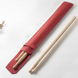 Maxbell Drumsticks Storage Bag Durable Carrying Case Portable Drumstick Leather Case Red