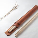 Maxbell Drumsticks Storage Bag Durable Carrying Case Portable Drumstick Leather Case Brown