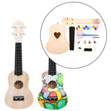Maxbell DIY Ukulele Kits for Kids Beginners 4 Strings Painting Wooden Build Your Own