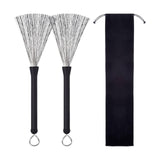 Maxbell 2Pcs Retractable Drum Wire Brushes Drum Brushes for Folk Beginner Practicing