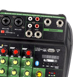 Maxbell 4 Channel Mixer with Sound Board for Webcast Instrument Recording Singing