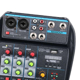 Maxbell 4 Channel Mixer with Sound Board for Webcast Instrument Recording Singing