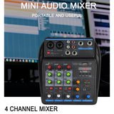 Maxbell 4 Channel Mixer with Sound Board for Webcast Instrument Recording Singing