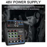 Maxbell 4 Channel Mixer with Sound Board for Webcast Instrument Recording Singing