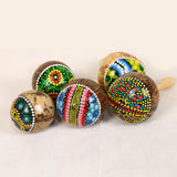 Maxbell Coconut Shell Maracas Handpainted Hand Rattle for KTV Performances Gathering