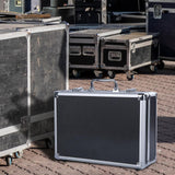 Maxbell Tool Storage Box Solid Musical Instruments with Zipper Aluminum Storage Case Black