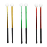 Maxbell 2Pcs Felt Head Timpani Sticks Alloy for Music Education Lotus Drum Hand Drum red