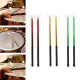 Maxbell 2Pcs Felt Head Timpani Sticks Alloy for Music Education Lotus Drum Hand Drum red
