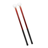 Maxbell 2Pcs Felt Head Timpani Sticks Alloy for Music Education Lotus Drum Hand Drum red