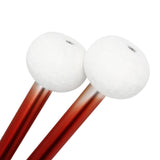 Maxbell 2Pcs Felt Head Timpani Sticks Alloy for Music Education Lotus Drum Hand Drum red