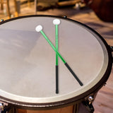 Maxbell 2Pcs Felt Head Timpani Sticks Alloy for Music Education Lotus Drum Hand Drum green