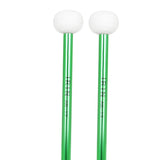 Maxbell 2Pcs Felt Head Timpani Sticks Alloy for Music Education Lotus Drum Hand Drum green