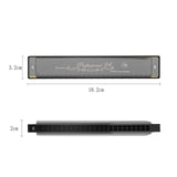 Maxbell Harmonica Toy 24 Hole Diatonic Harmonica for Students Beginners Professional Black