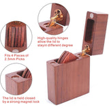 Maxbell Wooden Guitar Picks Case Handicraft Magnetic Closure Durable Guitar Pick Box with 5 picks