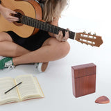 Maxbell Wooden Guitar Picks Case Handicraft Magnetic Closure Durable Guitar Pick Box with 5 picks