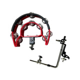 Maxbell Maxbell Double Row Tambourine Drum Cymbals Hi Hat Tambourine Bells for Parties Stage red