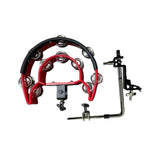 Maxbell Maxbell Double Row Tambourine Drum Cymbals Hi Hat Tambourine Bells for Parties Stage red
