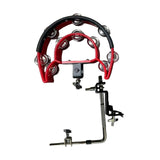 Maxbell Maxbell Double Row Tambourine Drum Cymbals Hi Hat Tambourine Bells for Parties Stage red