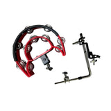 Maxbell Maxbell Double Row Tambourine Drum Cymbals Hi Hat Tambourine Bells for Parties Stage red