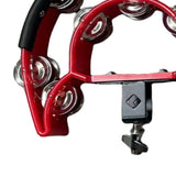 Maxbell Maxbell Double Row Tambourine Drum Cymbals Hi Hat Tambourine Bells for Parties Stage red