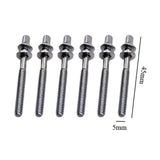 Maxbell 6Pcs Drum Tension Rods M5 Drum Lug Mounting Screws for Percussion Accs Build M5x45mm