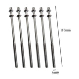 Maxbell 6Pcs Drum Tension Rods M5 Drum Lug Mounting Screws for Percussion Accs Build M5x110mm