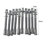 Maxbell 10 Pieces Drum Tension Rods Tom Lug Screws for Snare Drum Accessory Replaces 6x50mm