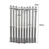 Maxbell Maxbell 10 Pieces Drum Tension Rods Tom Lug Screws for Snare Drum Accessory Replaces 6x100mm
