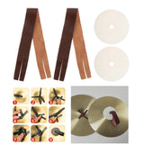 Maxbell 2 Pieces Cymbals Finger Straps with Pads PU Leather Replacement Tying Strap