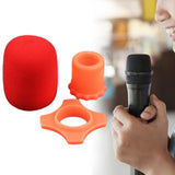 Maxbell Handheld Microphone Protection Windscreen Bottom Rod Sleeve Holder Mic Cover Red